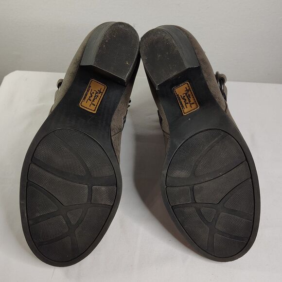 NATURAL SOUL Yeva Faux Leather Stacked Ankle Boots 9.5 Women's Grey Zip Up - Picture 7 of 7